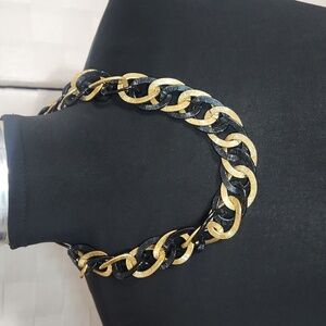 Black and Gold Large Link Statement Necklace